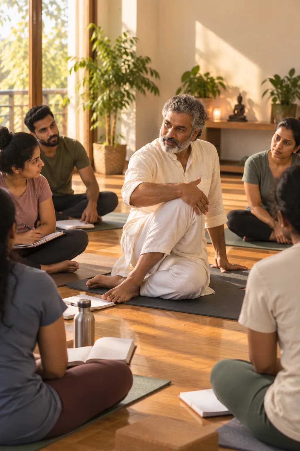 Group of trainee teachers with Shailendra Ji, teaching moment